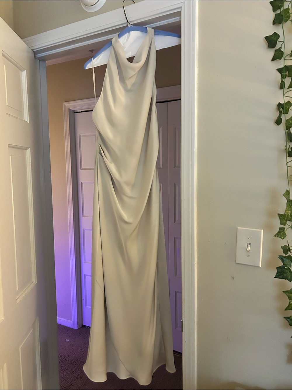 Aritzia BabatonCream Cowl Neck Draped Maxi Dress
